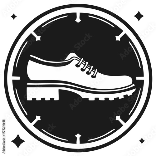 Classic Oxford Shoe Emblem with Clock Face and Stars