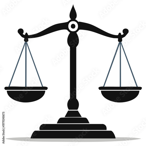 Symmetrical Justice Scale Icon Isolated Depicting Balance, Legal System Symbol, Legal Balance Symbol