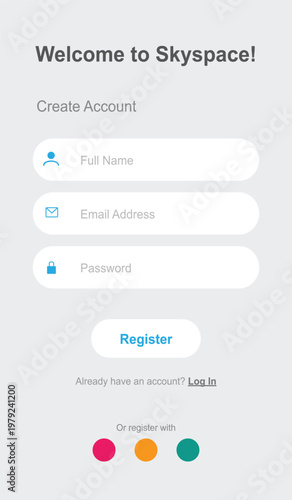 A person registering for an account on a modern website with a clean design