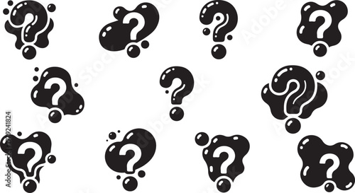 Question Marks in Black and White Background