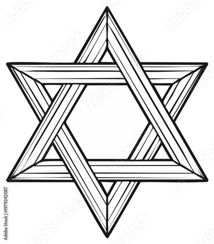 Jewish Star of David Geometric Symbol Represents Judaism in Outline