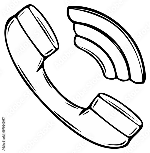 Vintage telephone handset with ringing signal communication concept