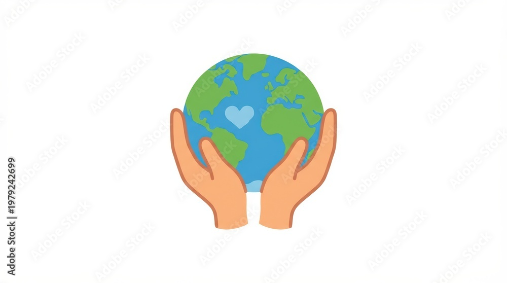 Fototapeta premium Hands Holding Earth with Heart Icon Protecting Our Planet