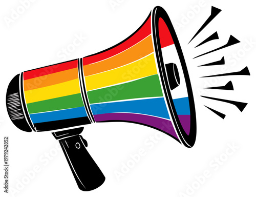 Colorful Rainbow Megaphone Amplifying Voices Advocate Diversity Inclusion Equality Rights