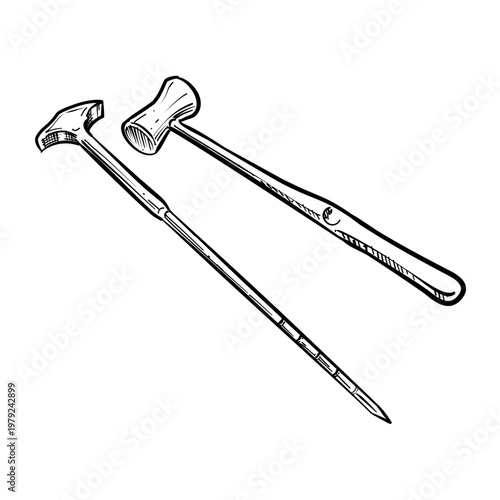 lobotomy tool kit vector line art hand drawn illustration