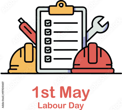 Labour Day concept on isolated Icon. 1st May. International Day. Happy Labour Day.