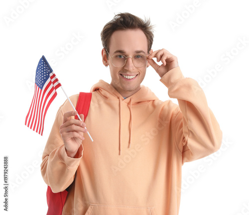 Male student with USA flag ...