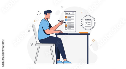 Man Checking Off To-Do List on Computer Screen, Planning and Productivity Concept