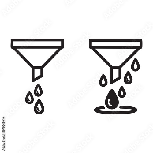 A diagram showing funnel with a blockage and one without