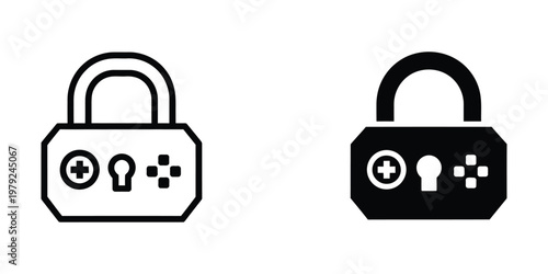 Contrast between open and closed padlock icons with game controller symbols