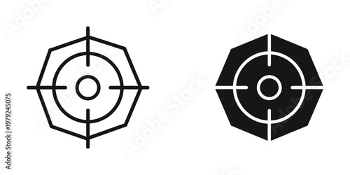 Comparison of a standard and filled hexagon target with crosshair alignment