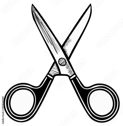 Open Craft Scissors Illustration Cut Paper Office Stationary School Supplies Tailoring Scissor Clipping Hairdressing Stylist