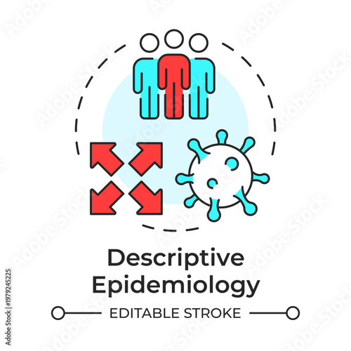 Descriptive epidemiology multi color concept icon. Demographic factors, public health. Round shape line illustration. Abstract idea. Graphic design. Easy to use in presentation, booklet