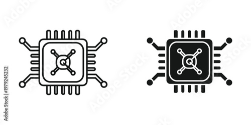 Comparison of a standard and a high-performance cpu microchip illustration