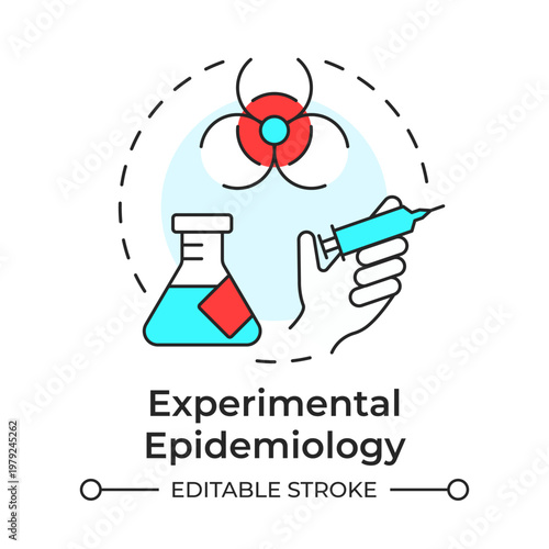 Experimental epidemiology multi color concept icon. Laboratory equipment. Infectious hazard. Round shape line illustration. Abstract idea. Graphic design. Easy to use in presentation, booklet