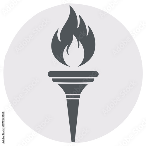 Stylized Torch with Flame Icon Representing Light Energy and Competition