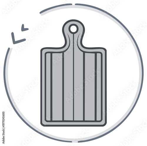 Modern kitchen cutting board graphic in a circular design an essential food prep utensil icon
