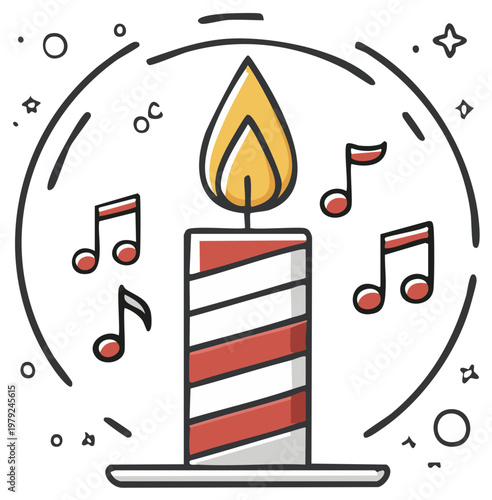 Christmas Candle With Musical Notes Festive Celebration