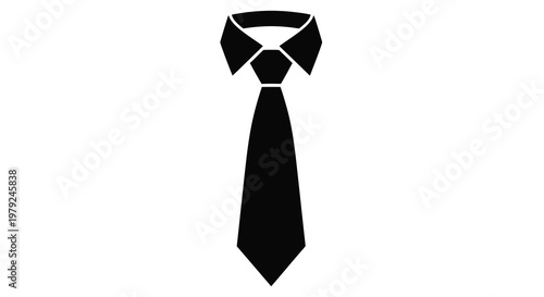 A black tie and collared shirt depicted in stark contrast silhouette