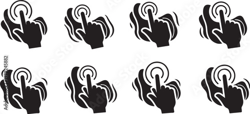 Hand Gestures with Swirling Motion Graphics Icons Set