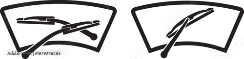 Windshield wiper blades in different positions