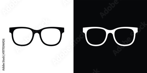 Black and White Eye Glasses, Frames Split Contrasting Background Texture