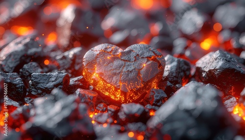 Burning heart on coals.