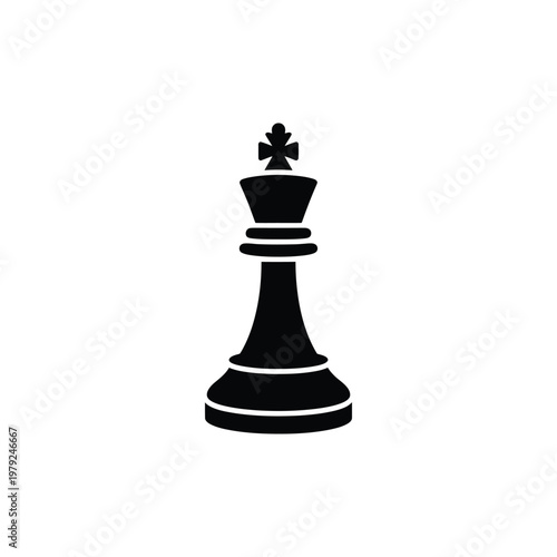 Black Chess King Piece Silhouette on Transparent Background Strategy Design