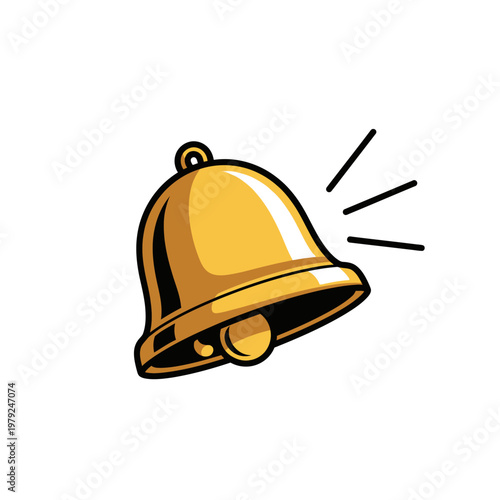 A stylized bell emitting sound waves to depict ringing or alerting
