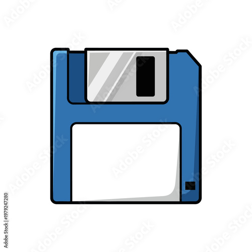 Classic blue floppy disk icon representing data storage and retro computing technology
