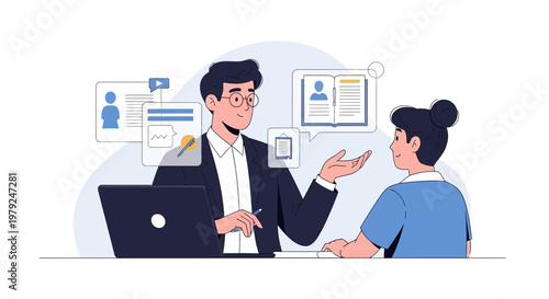 Job Interview Meeting: Recruiter and Candidate Discussing Resume and Career