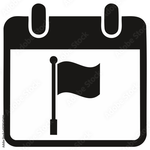 Calendar Page with Flag Icon Symbolizing Holiday or Event Notification