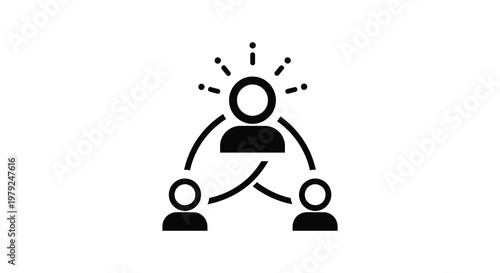 Bild auf Leinwand A minimalist icon depicts a person with radiating circles representing connectio