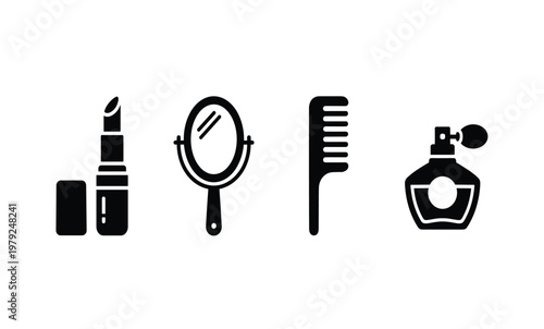 Makeup and beauty products icons.