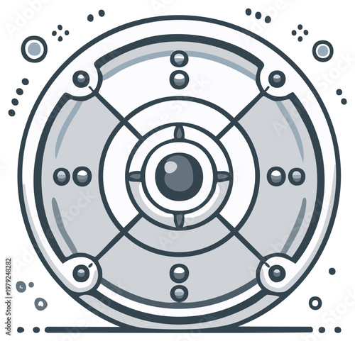 Futuristic target sensor with central eye geometric design illustration
