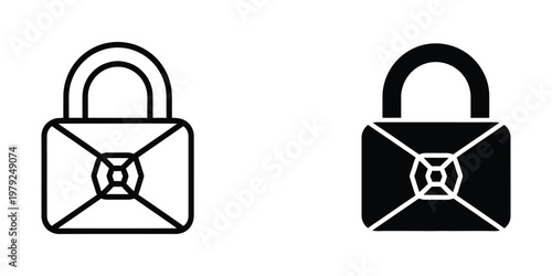 Contrasting visual styles of a padlock icon in light and dark themes