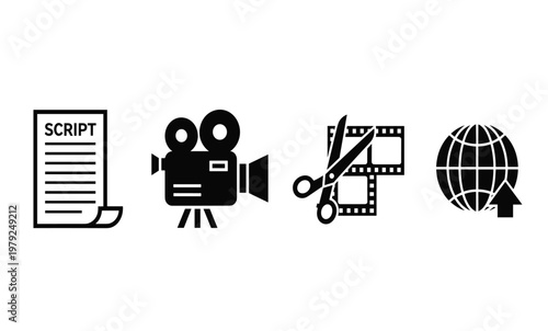 Film Production Icon Set Elements.