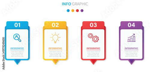 Timeline infographic with 4 steps. Process business infographic thin line with vector template. Vector Illustratraion 