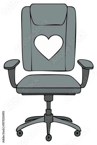 Comfortable office chair with a heart shaped cutout on the backrest