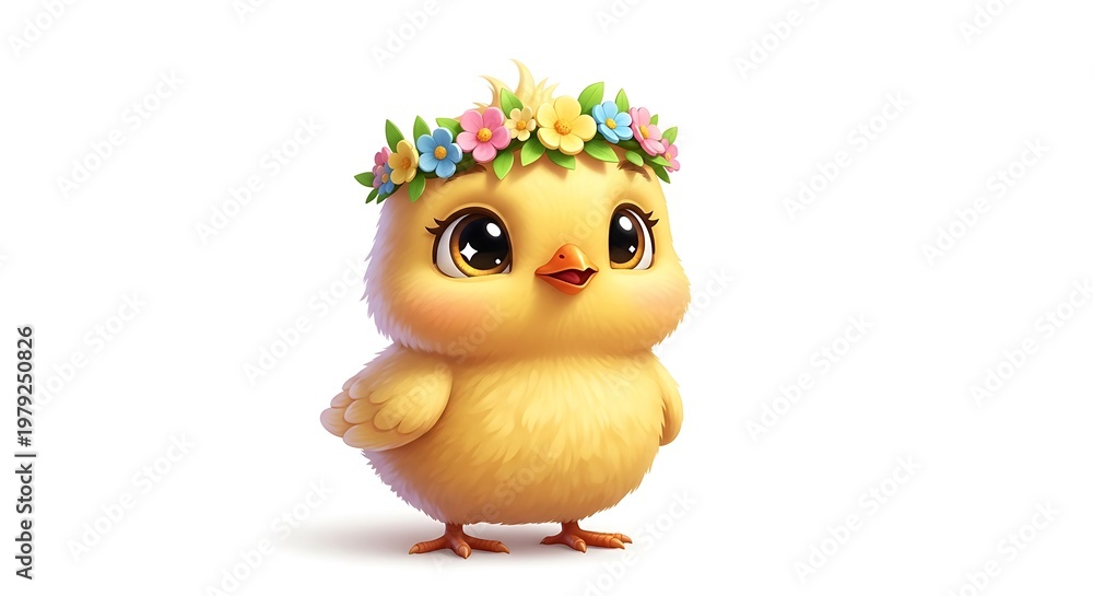 Fototapeta premium Cute chick with flower crown