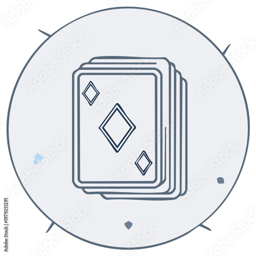 Stack of playing cards with diamond symbols outline art