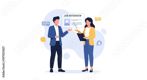 Job Interview Meeting: Recruiter and Candidate Discussing Resume and Qualifications