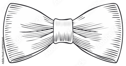Elegant Bow Tie: Detailed Line Art Illustration of a Classic Accessory for Formal Wear