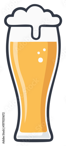 Tall glass of beer with foam for beer garden festival party celebrations oktoberfest