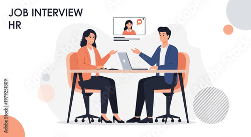 Job Interview HR: Two professionals discussing career opportunities with video conference