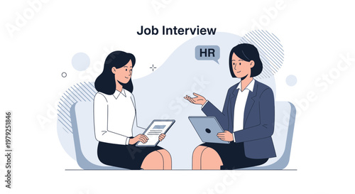 Job Interview: HR Manager Interviews Candidate with Laptop and Tablet
