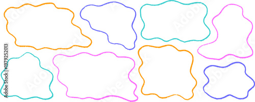 Natural shape and rectangle compose an organic frame, wavy rhythm blends with border, square, doodle and wave in a soft drawn style.