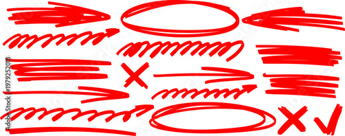 Clean hand drawn sketch with highlight and marker accents, arrow moves across the line, pen and pencil define underline, stroke and shape.