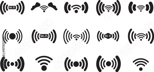 Various Wi-Fi signal icons on a white background