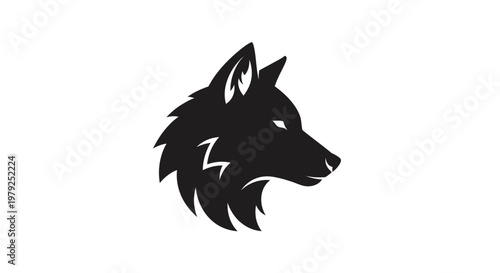 Black wolf head profile silhouette logo.